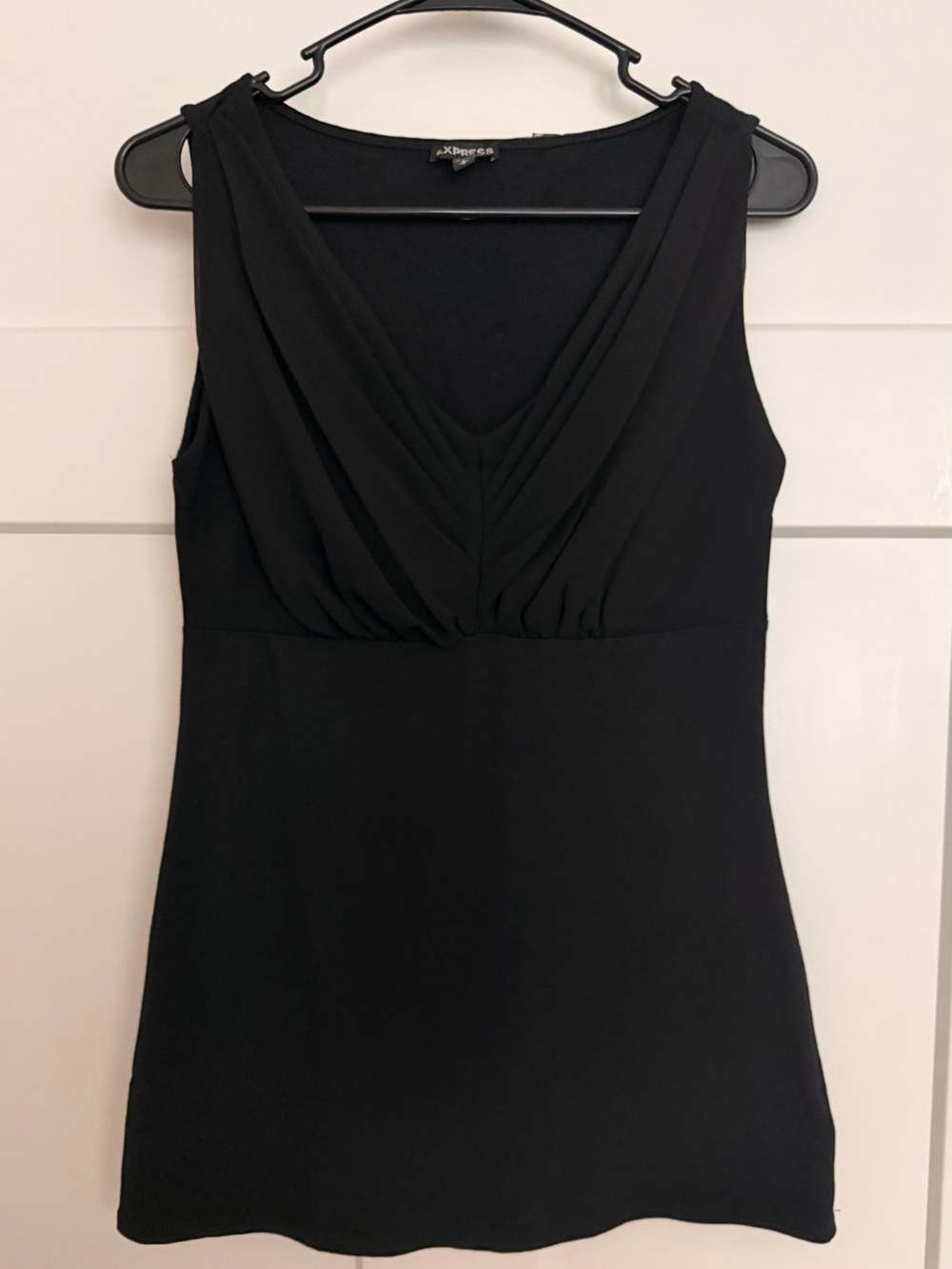 Express Black Draped V-Neck Sleeveless Top